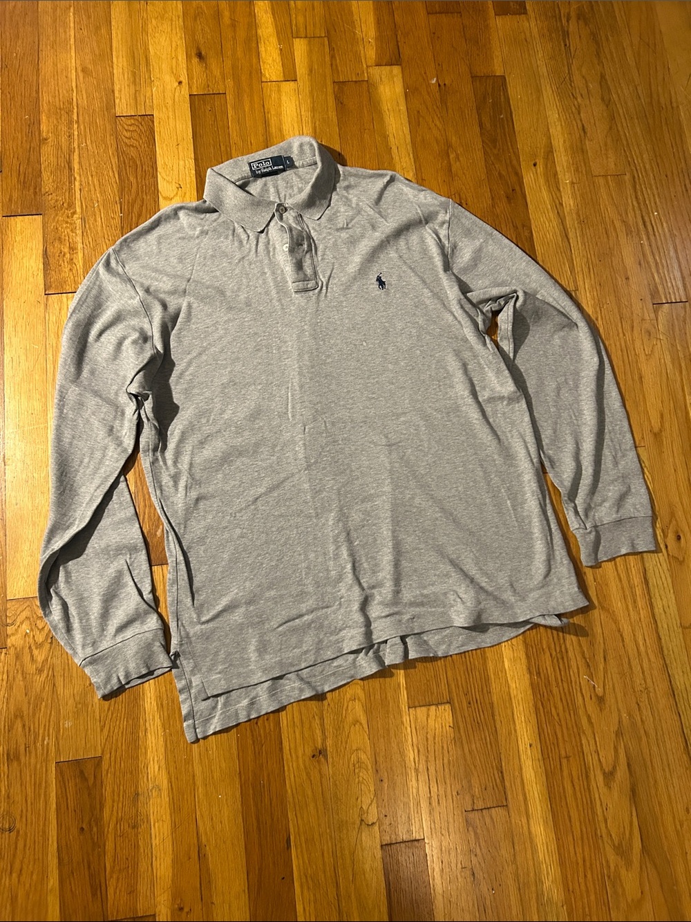 Vintage Ralph Lauren Gray Long-Sleeve Polo Shirt